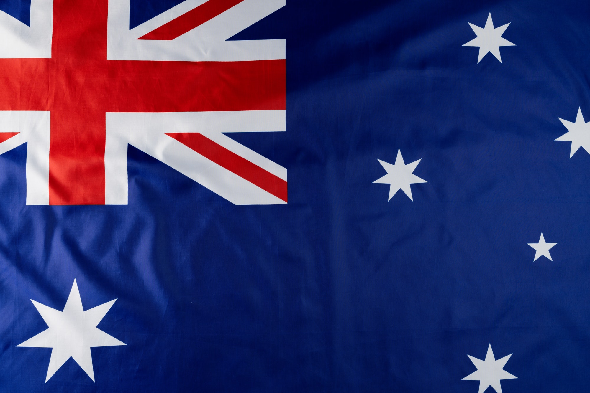 Image of close up of wrinkled national flag of australia